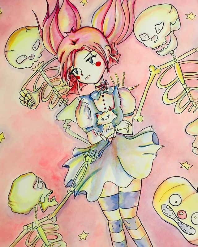 everyday is halloween 10.5x12.5 watercolor on paper by luniko