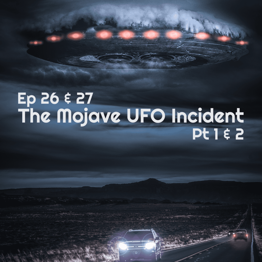 alien spaceship breaking through the clouds over a desert highway andrés nieto porras, cc by sa 2.0 bcr ep 26 and 27